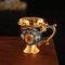 Vintage Messing Weinkelch Retro Likörglas Griff Tasse Vintage Metall Weinglas mit Prägung (Goldene Orchidee)