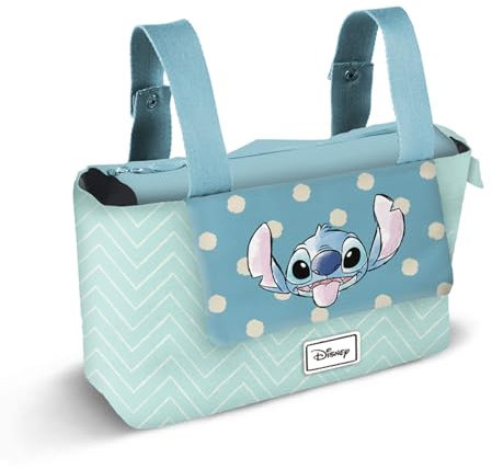 Disney Lilo y Stitch Lovely-Bolso Organizador Carro Bebé Hamper Mommy, Azul, 39 x 24 cm, Capacidad 10 L