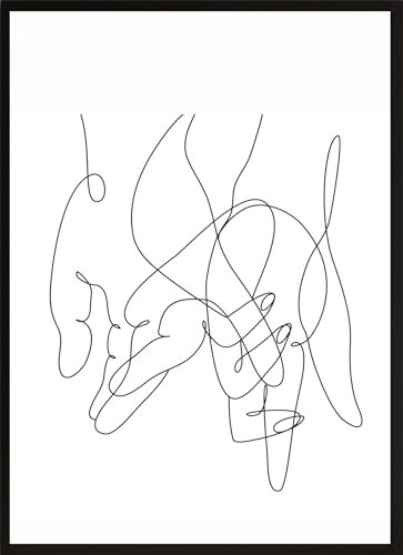 HUBDECO Bild Wanddekoration Poster - Hochwertiges Poster gedruckt auf 200g/m2 Posterpapier - Tolle Zimmerdekoration - Schlafzimmer Bilder - Ohne Ramen - 70x50cm - Liebe Hände berühren