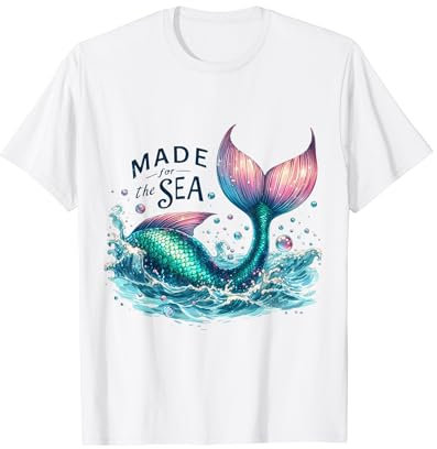 Meerjungfrauen-Traumschwanz, skurril, Ozean, zum Schwimmen, Pink / Blaugrün T-Shirt