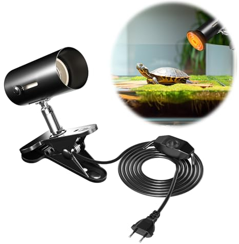 GlowUp E27 Schildkröte Wärmelampe Lampenfassung 100W Dimmbar Reptilien Terrarium Heizlampe 360° UV Lampe Lampenhalter für Amphibien Tiere, Hühnerställe, Eidechsen (Keine Glühbirne)