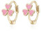 EVER FAITH 925 Sterling Silver Pink Clover Flower Earrings Hypoallergenic 3 Leaf Clover 14K Gold Plated Small Huggie Hoops Earrings for Women Girls