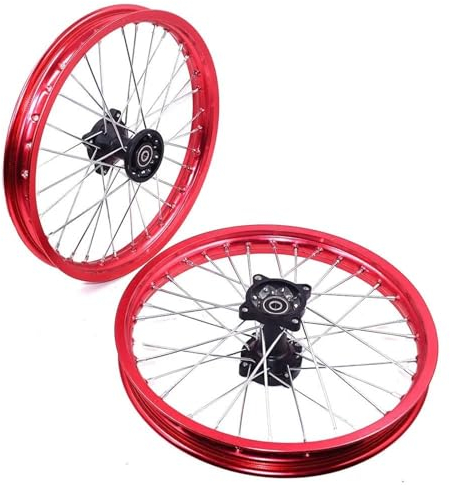 Für KLX Für CRF Für Kayo BSE Dirt Pit Bike 1,60-17 Zoll Vorne 1,60-17 Zoll Hinten Felgen Rad Felgen Schwarz Hub Stahlfelge Hinterradnabe Radfelgen Kreis Nabe(Color:Red,Size:15mm)
