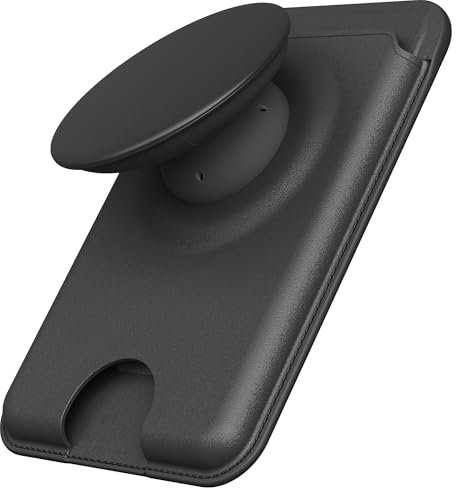 Sinjimoru for MagSafe Phone Grip, Compatible with MagSafe Wallet, Soft Magnetic Finger Grip, with 3 Card Holder for iPhone, M-Tap Tok Wallet Black