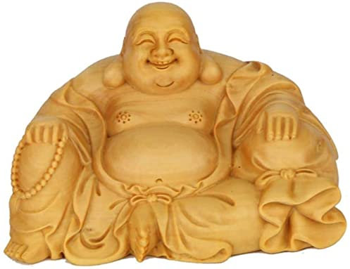 feng Shui-Ornamente, Buddha-Statue, skulptur, buchsbaum, kunsthandwerk, lachender Buddha, Dekoration, glück in der Familie anziehend, dekorationskollektion, heimdekoration, 7 cm