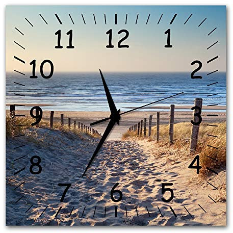 Bilder-Manufaktur BM Funk Quarz Wanduhr Funkwanduhr Funkwanduhren Funkuhr Funkuhren kein Ticken lautlos geräuschlos leise modern ohne Tickgeräusche groß XXL Wohnzimmer Küche Meer Strand 9494-1a SZ
