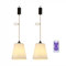 2x Stoff Hängelampe mit Batterie Hanfseil Boho Lampe Akku Deckenlampe Ohne Strom Batteriebetriebene Deckenleuchte Hängeleuchte Hängelampen mit Glühbirne Lampenschirm Schlafzimmer Deko