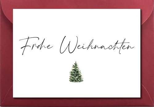 The Life Barn Weihnachtskarte mit Umschlag Frohe Weihnachten Karte für Weihnachtspost roter Briefumschlag