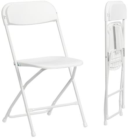 Real Relax Kunststoff-Klappstühle, 2er-Set, weiße Kunststoff-Klappstühle, ideal für Partys und Veranstaltungen im Freien, Tragkraft 158kg