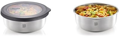 GEFU Frischhaltedosen mit Deckel PROVIDO, 2er Set aus Edelstahl, 400ml Volumen, mikrowellengeeignet, Ideal als Meal Prep- oder Aufbewahrungsbox