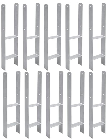 Vigevee H-Pfostenanker 10 Stück H-anker Pfostenträger Bodenanker für Pfosten H-Pfostenschuh für Zaun und Gewächshaus Pfosten Vierkantholzpfosten(101x600mm)