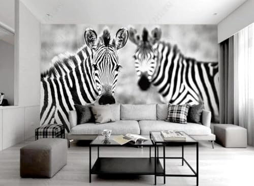 XLMING Black and White Zebra 3D Wallpaper Home Dining Decor Paste Sofa Living Room The Wall for Bedroom Mural-430cm×300cm