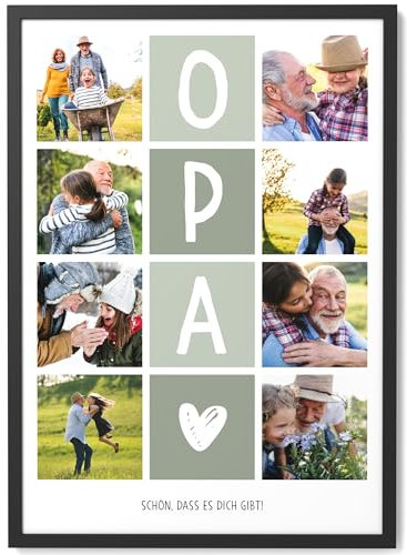Papierschmiede® Fotogeschenke | Opa Geschenke mit Foto | Personalisierte Geschenke zum Vatertag oder Geburtstag | Fotodruck Poster für Opa | Geschenk Großvater Familie | OPA 8 Bilder