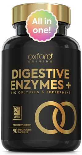 Award Winning 10-in-1 Digestive Enzyme Supplements | Made in The UK | Probiotics & Peppermint Oil for Gut Health, Bloating Relief and Belly Reduction | One Vegan Capsule per Meal | 90 Capsules