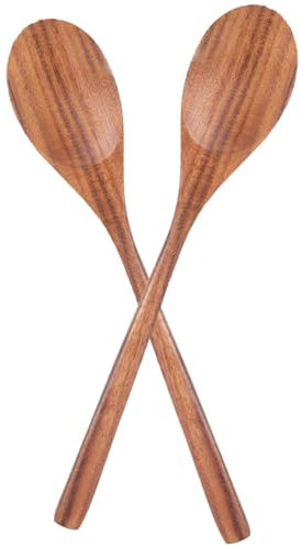 2PCS Long Wooden Spoons for Cooking, 12 Inch Heat-Resistant Wooden Spoons, Non-Stick Smooth Cooking Utensils with Comfortable Grip.