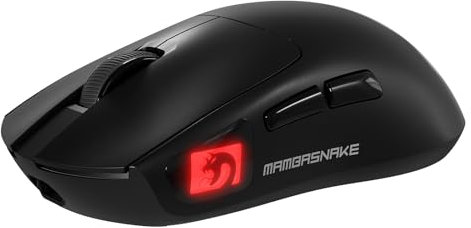 MAMBASNAKE M4 Ratón Gaming Inalámbrico Ultra-Ligero, 53g, Sensor PAW3311, 24000 dpi, Bluetooth/2.4G/Cable, Iluminación RGB, Batería 400mAh, 20M Clics, para Gaming/Trabajo - Negro
