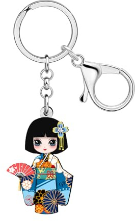 NEWEI Acryl Anime Japanische Kimono Puppe Schlüsselanhänger Autoschlüssel Geldbörse Rucksack Schlüsselring Zubehör Geschenke für Damen Mädchen Charms