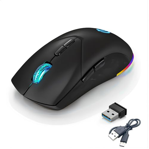 mobiproduct Wireless Bluetooth Mouse, 2.4G and Bluetooth 5.2 Ergonomic Rechargeable USB Optical Mouse, 3 Adjustment DPI， 1600 DPI Dual Mode Silent Wireless Mouse for Mac，Laptop, PC, Windows.(Black)