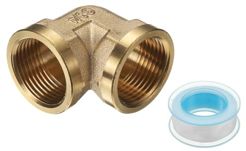 PATIKIL Elbow Brass Pipe Fitting,3/4 BSP Female x 3/4 BSP Female | 90 Degree Elbow Thread Connector,Brass Hex Nipple Pipe Fitting Adapter,for Gas Water Refrigeration System Conversion