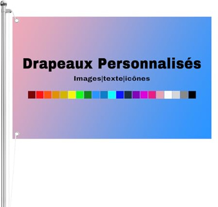 JONZIN Drapeau Personnalisé,Drapeau Personnalisable votre Propre Photo/Prénom/Texte/Logo-Impression Recto Verso,Cadeau Personnalisé pour Anniversaire,Mariage et Fête (Mot)