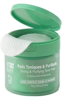 My SOS Beauty Toner-Pads gegen Unreinheiten – 70 Pads – koreanische Gesichtspeeling-Pads – Zink, Milchsäure, Centella Asiatica & Niacinamid – reduziert Talg, Poren & Unvollkommenheiten