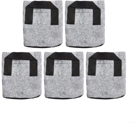 Lot de 5 pots de culture ronds en tissu avec matériau non tissé perméable et poignées renforcées pour une manipulation facile (7 litres)
