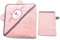 etérea Baby Kapuzenhandtuch + 1 STK. GRATIS Waschlappen - 100% Baumwolle Warm und Kuschelig Badehandtuch - Katze Muster in Pink, 70x70 cm
