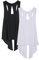 icyzone Damen Sport Top Rückenfrei Fitness Yoga Shirt Ärmellos Sport Oberteile, 2er Pack (XL, Black/White)