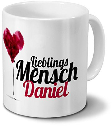 printplanet Tasse mit Namen Daniel - Motiv Lieblingsmensch - Namenstasse, Kaffeebecher, Mug, Becher, Kaffeetasse - Farbe Weiß