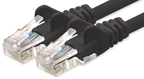 1aTTack.de 0,25m Cavo di Rete nero - 1x - Cat.6 Ethernet Gigabit Lan RJ45 10 100 1000 Mbit s - Cavo Patch UTP compatibile con Cat.5 Cat.5e Cat.7 Cat.8 - nero - 1x - 0,25m