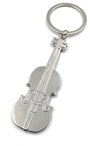 Onwomania - -Geige Violine Bass Schlüsselanhänger - Metall Glücksbringer ideal als Geschenk z.B. für den besten Freund, die beste Freundin, Mama - Für Männer, Frauen & Kinder