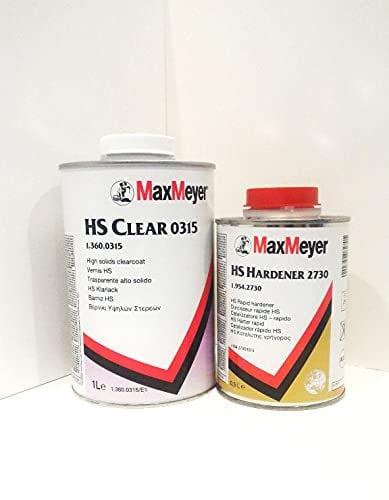 MAXMEYER Vernice Auto Trasparente Clear 0315 + Catalizzatore 1 litro per Metallo Esterno