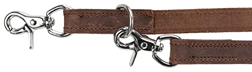 TRIXIE Hundeleine aus Leder Rustic V-Leine Leder M–L, 2,00 m 20 mm in dunkelbraun - verstellbare Fettlederleine für Hunde im klassischen Design - für mittelgroße bis große Hunde - 19002