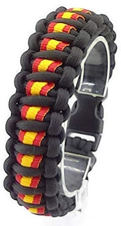 Pulsera de supervivencia ESPAÑA mod. DOBLE, a medida. Paracord 550. Hecha a mano en España. Color NEGRO