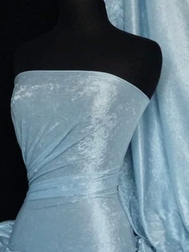 Crushed Velvet Stretch Material | Soft Furnishing, Craft Velour & Dressmaking Fabric | Same Day Dispatch | Sold By The Metre | By Tia Knight Q156 (Ice Blue)