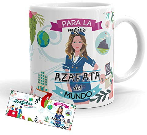Kembilove Taza de Café para la Mejor Azafata del Mundo – Taza de Desayuno para la Oficina – Taza de Café y Té para Profesionales – Tazas de Profesiones para Azafatas