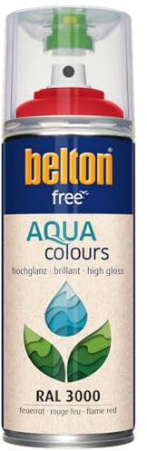 belton free Wasserlack RAL 3000 feuerrot, hochglänzend, 400 ml - Geruchsneutral