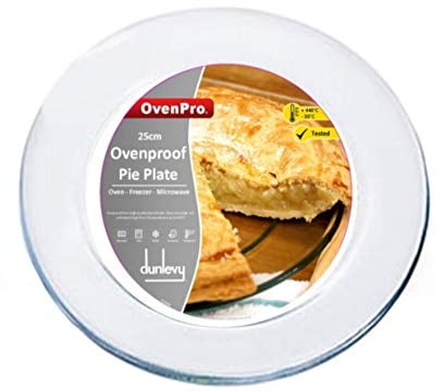 Dunlevy Ovenproof Plate Glass Pie Plate for Baking 25cm Transparent Glass Pie Tart Flan Baking Plate Oven to Tableware Plate Dish (1 Piece)