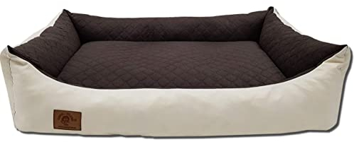 Odolplusz XXL - Hundebett für große Hunde - Hundekissen - Hundesofa mit Wendekissen | Bezug abnehmbar und waschbar (Braun-Beige)