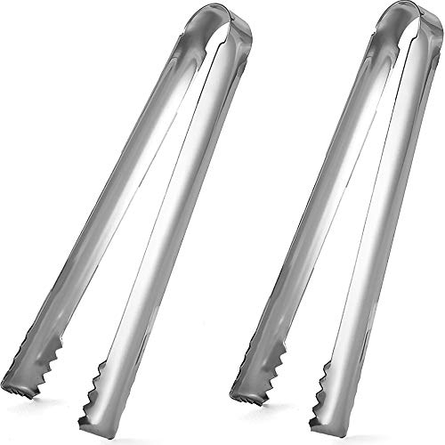 DUGATO Eiszange, 2 Stück, 16 cm, Edelstahl mit scharfen Zähnen machen das Greifen von Eis einfach, für Eiskübel, Eiszucker, Kaffee, Bar, Essen Servieren