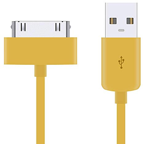 Lot de 3 câbles de charge USB extra longs 30 broches pour Apple iPhone 4 4S 3G 3GS Apple iPad 1ère 2ème 3ème génération iPod 5ème génération Classic nano 1ère 2ème 3ème génération 4G Touch Jaune