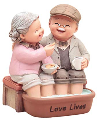 WINOMO Nonno E Nonna Figurine Amanti Coppia Statua Scultura Anniversario di Matrimonio Cake Topper Figurine Regali (Colore Misto)