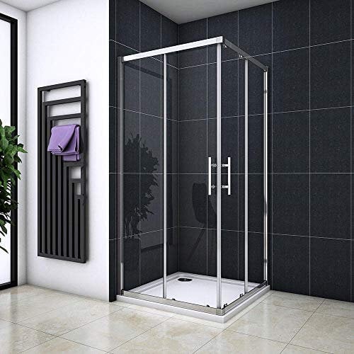 Box Doccia Angolare Porta Scorrevole 90x80x195 cm Vetro Temperato Trasparente 6 mm Anticalcare Profilo Cromo Lucido