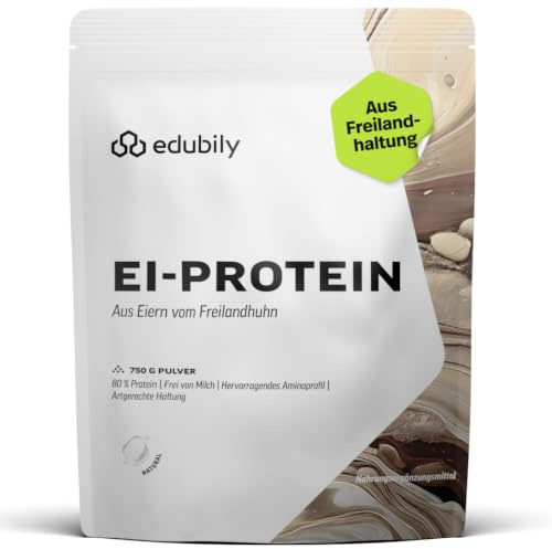 edubily® Eiklar Protein Pulver aus Freilandhaltung - Premium Eiweißpulver ohne Milch - Laborgeprüft (750 g, Ohne Aroma)