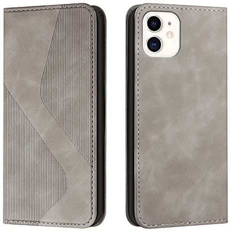 NEXCURIO Wallet Case Compatible with Apple iPhone 11 Phone Case Wallet with Credit Card Holder Stand Men Women Leather Flip Case Folding Cover Shockproof - Grey