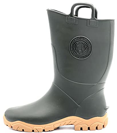 Boatilus Ducky Megol Stivali Antipioggia Bambini, Galosce, Stivali da Giardino - 100% Impermeabili, in Gomma Profumata, antiscivolo - Kaki/Beige - Taglia 28/29