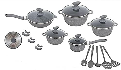 Batteria di pentole in pietra lavica Dg Bavaria 21 pezzi colore Grigio