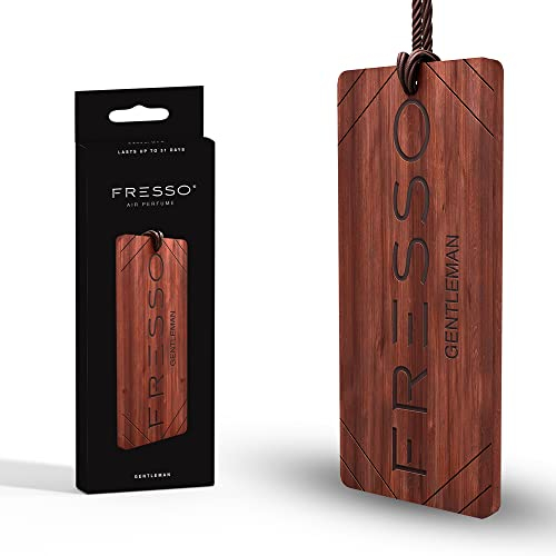 FRESSO Lufterfrischer Anhänger aus Holz, Das luxuriöse Parfüm für Ihr Auto, Autoduft (Gentleman)