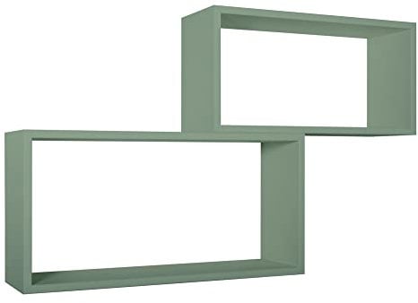 MODULARREDO | BIS RETTANGOLO BISLUNGO Set di 2 Mensole da Muro, Pensile Bagno, Mensola da Parete, Scaffale da Parete, Verde Acqua Marina, 70x35 p20 cm e 60x30 p20 cm - Made in Italy