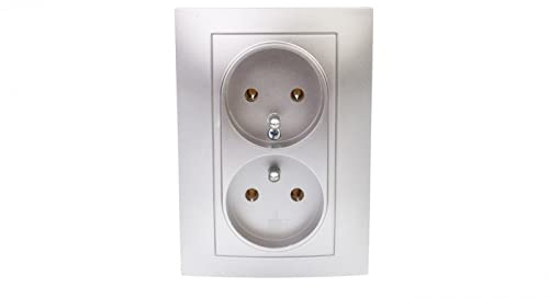 CARLA Doppelsteckdose z/u silber 1735-06 Elektro-plast Aufleger 5901752636620